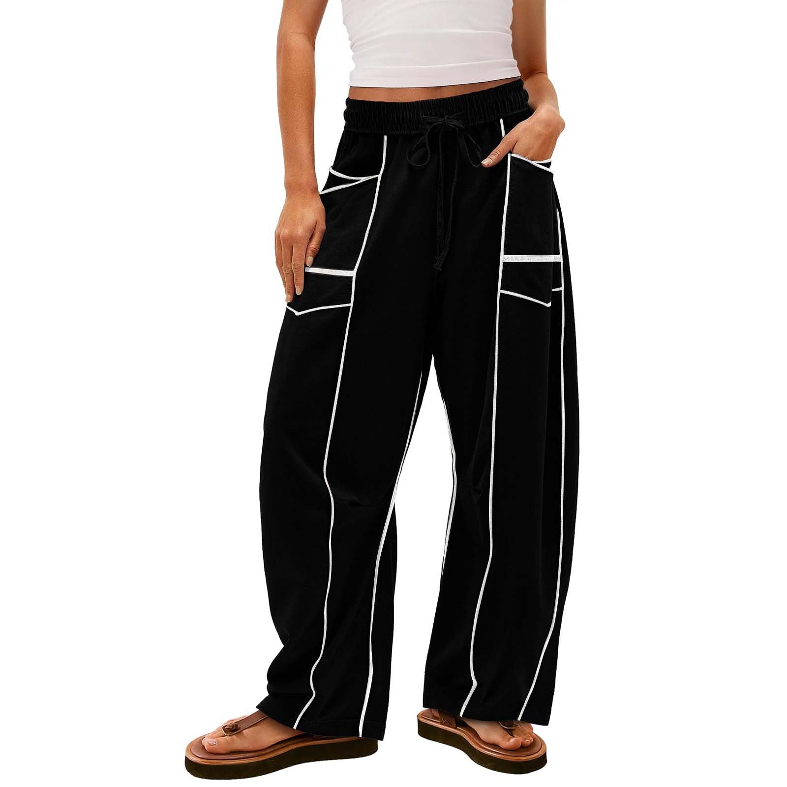 Women's Y2K Black Striped Wide-Leg Pants