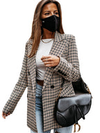 Women's Checkered Plaid Suit Jacket