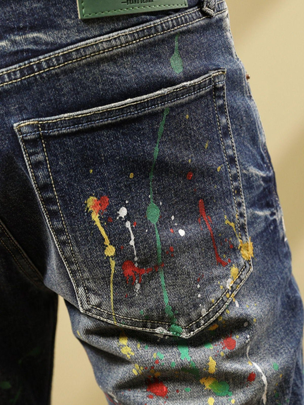 Men's Slim Fit Skinny Retro Splash-ink Paint Jeans