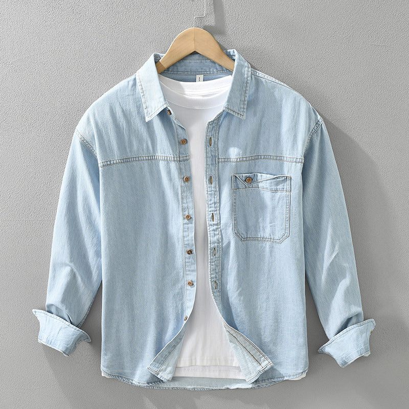 Men's Japanese-style Retro Denim Long Sleeve Shirt