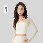 Women's Mesh Long-Sleeve Yoga Top With Built-In Sports Bra