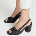 Women's Sleek Braided Heeled Sandals