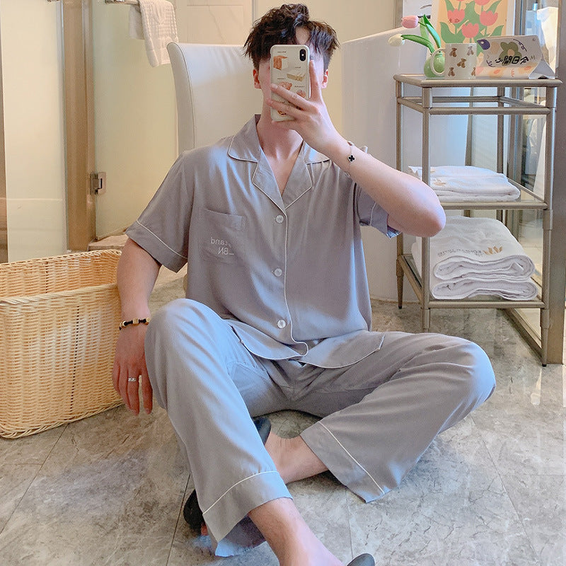 Short Sleeve Poplin Pajamas And Shirt Set