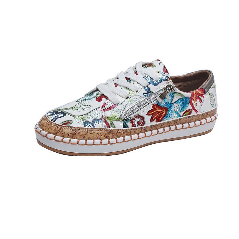 Women's Side Zipped Flower Sneakers