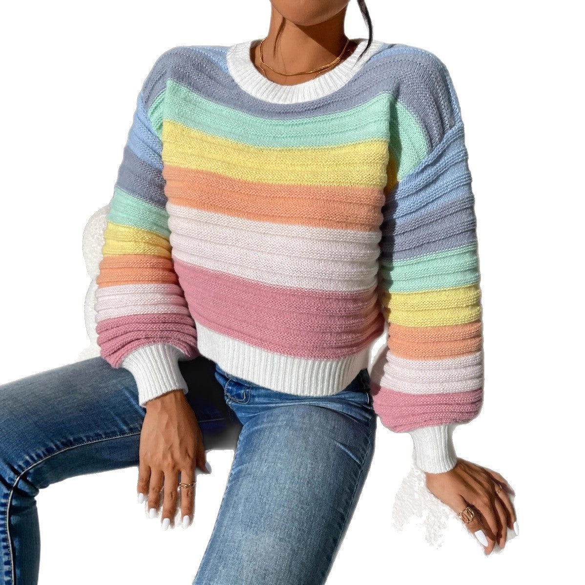 Women's Lantern Sleeved Candy Sweater