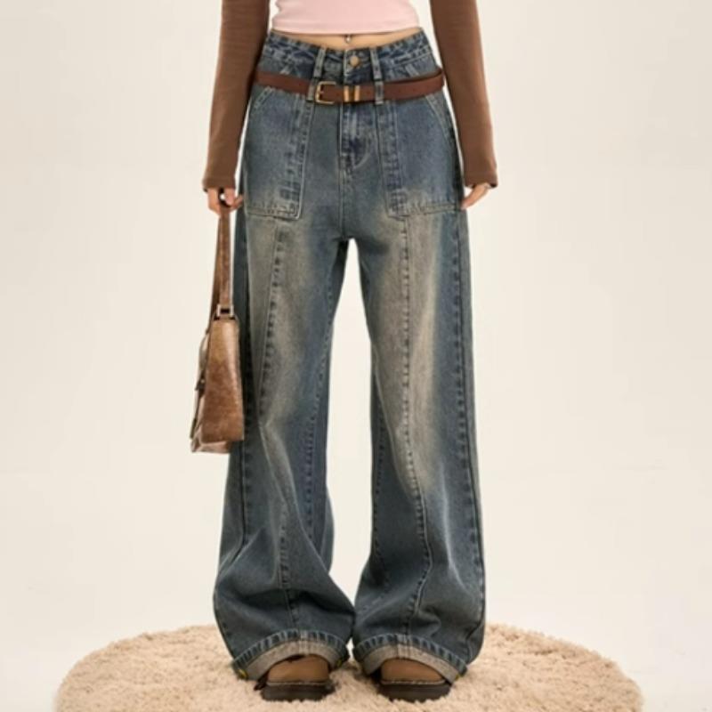 Women's Loose Wide-leg Gradient Vintage Jeans