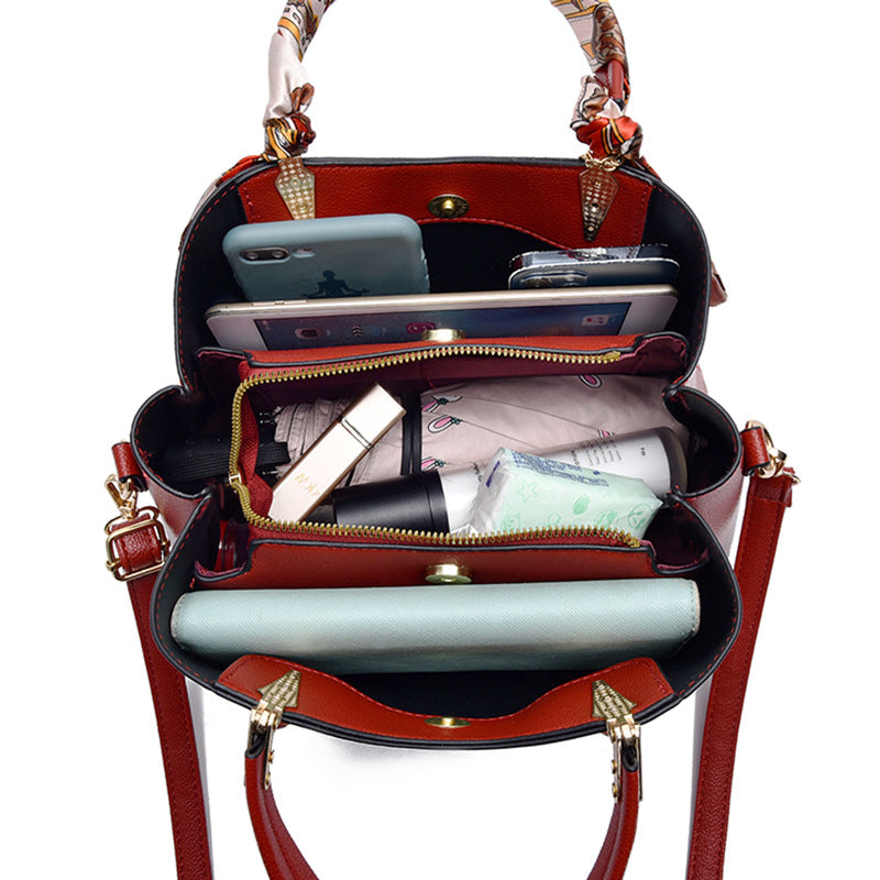 Women's Scarfed Single Shoulder Crossbody Handbag