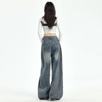 Women's American-style Retro Loose Wide-leg Jeans