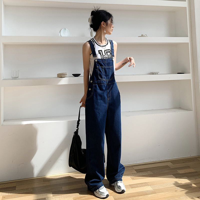 Women's Jeans With Wide Leg Suspenders