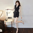 Women's Professional Short And Sleeveless Suit Set