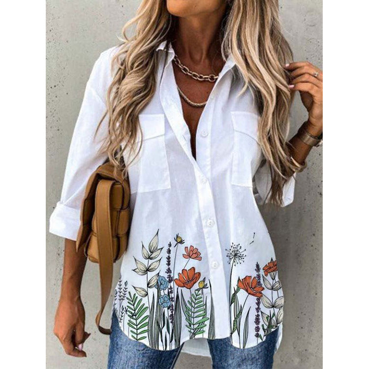 Women's Botanical And Abstract Long Sleeve Shirt