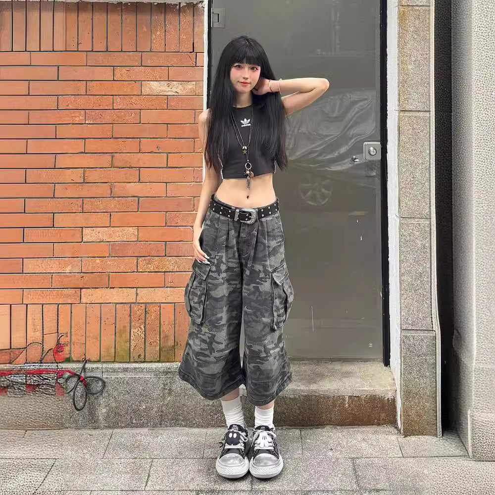 Women's Loose Straight Cropped Cargo Pants