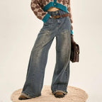 Women's Loose Wide-leg Gradient Vintage Jeans