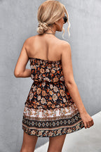 Women's Bohemian Floral Print Strapless Dress