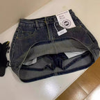 Women's Retro Blue High Waist Denim Skirt
