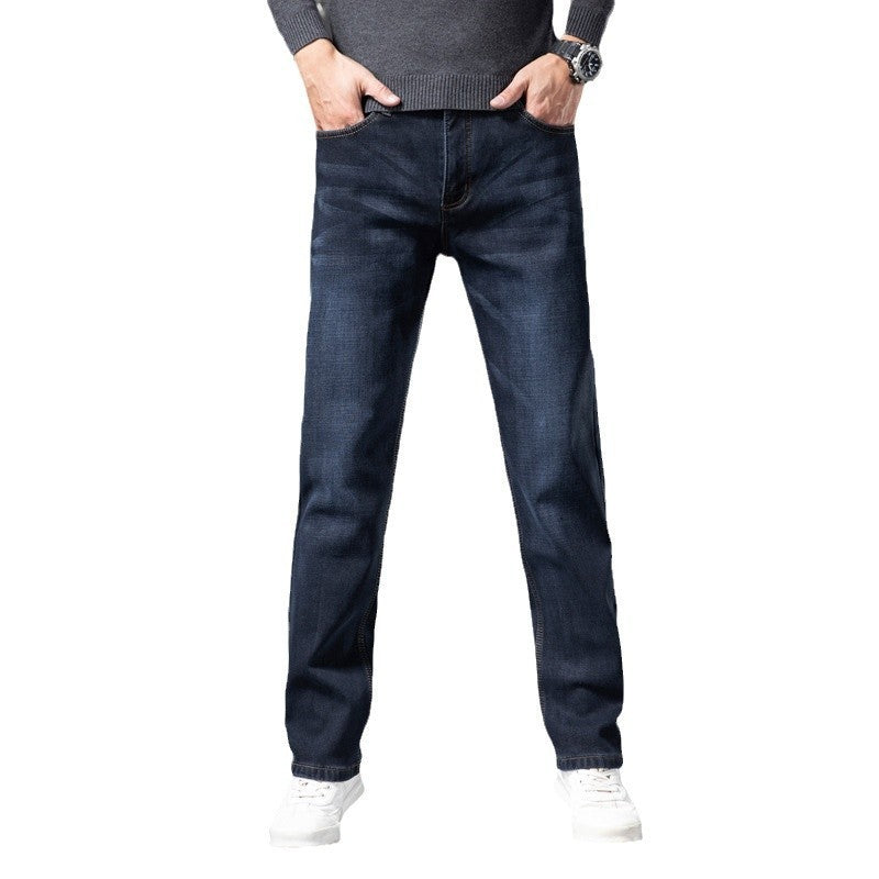 Men's Fleece-lined Loose Straight Cut Jeans
