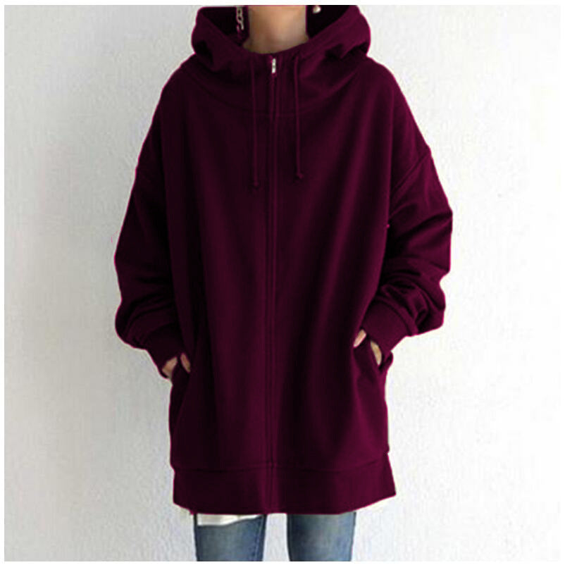 Women's Zipped Fuzzy Elongated Hoodie