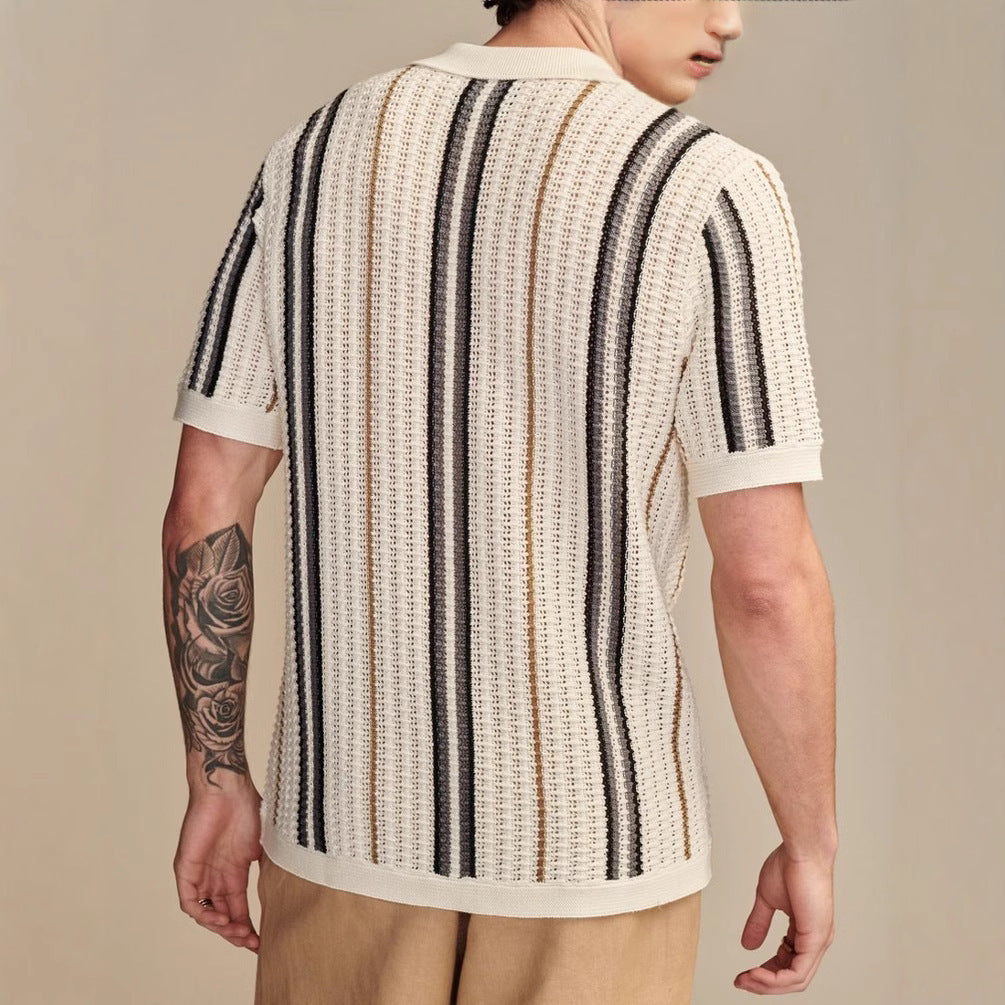 Men's Striped Knitted POLO Shirt