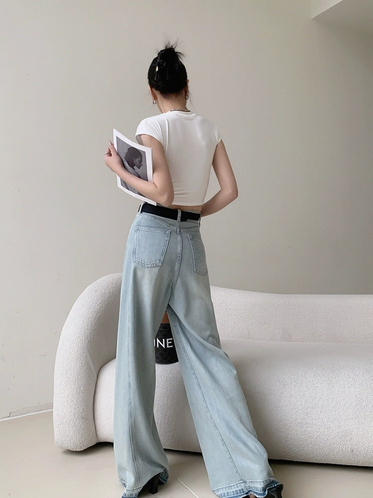 Women's Loose Straight Wide Leg Mop Pants