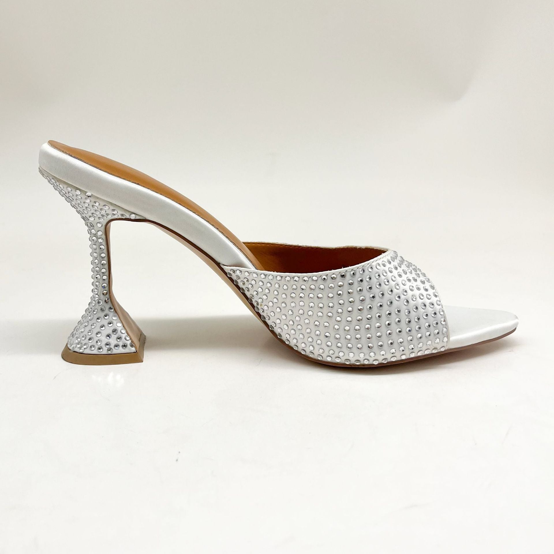 Women's Peep Toe Pointed Open Toe Rhinestone High Heel Shoes