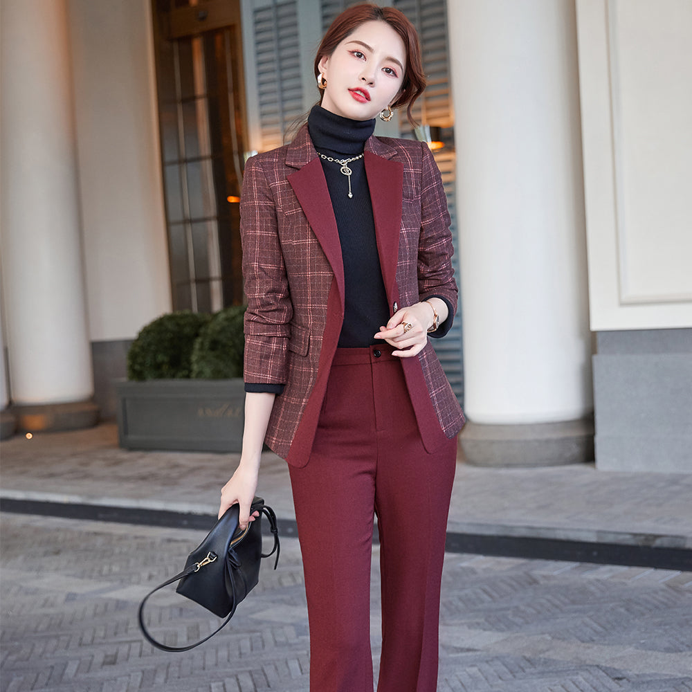 Women's Grid Two-piece Suit