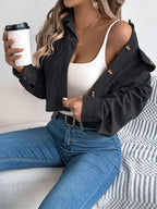 Women's Long Sleeve Corduroy Short Jacket