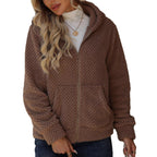 Women's Loose Pocket Hooded Zipped Sweater