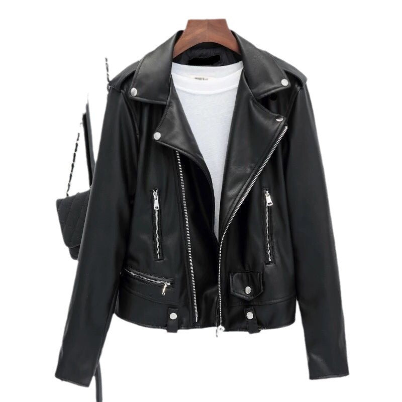 Women's Short Korean-Style Slim-Fit Black Jacket