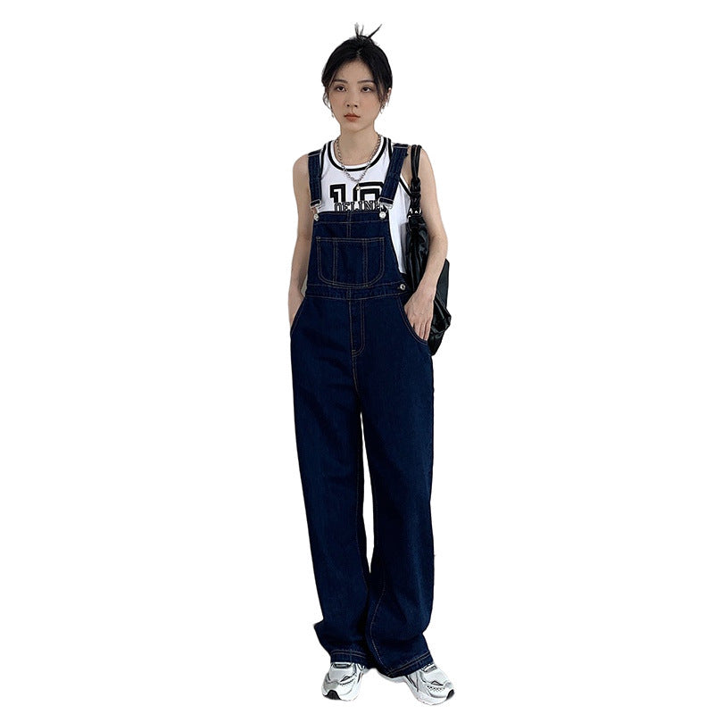Women's Jeans With Wide Leg Suspenders