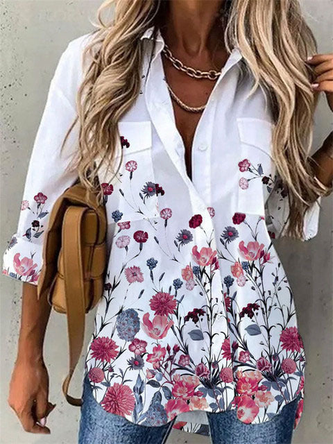 Women's Botanical And Abstract Long Sleeve Shirt