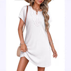 Women's Laced V-Neck Short-Sleeve Dress