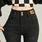 Women's Fleece-lined Thick Slim Fit Jeans