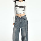 Women's American-style Retro Loose Wide-leg Jeans