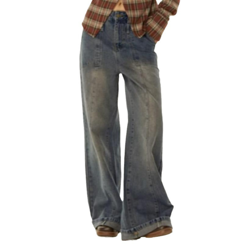Women's Loose Wide-leg Gradient Vintage Jeans