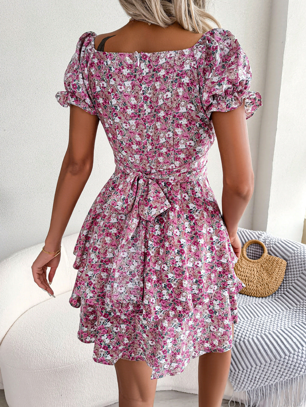 Women's Ruffled Floral Mini Dress