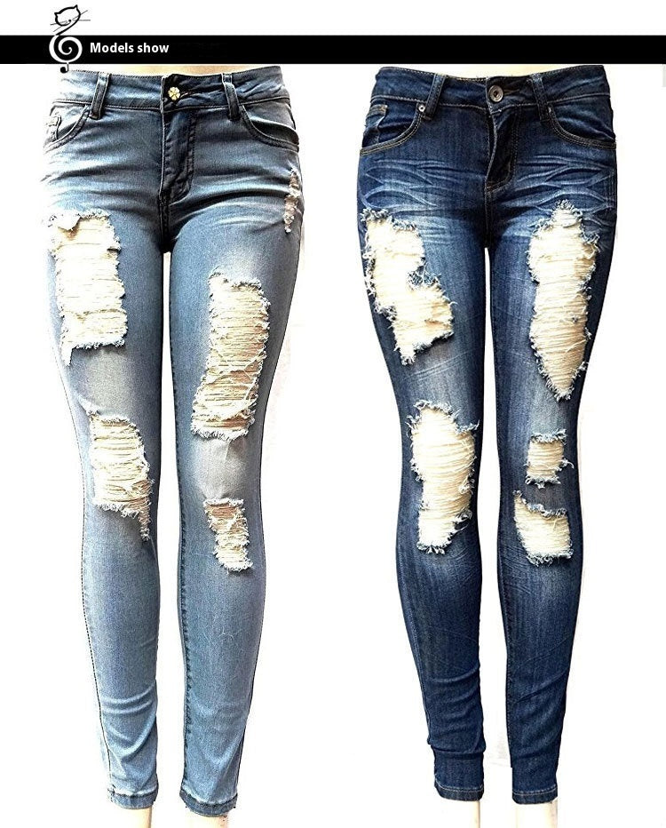 Women Ripped Slim-Fit Jeans