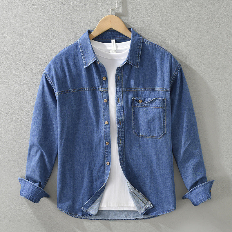 Men's Japanese-style Retro Denim Long Sleeve Shirt