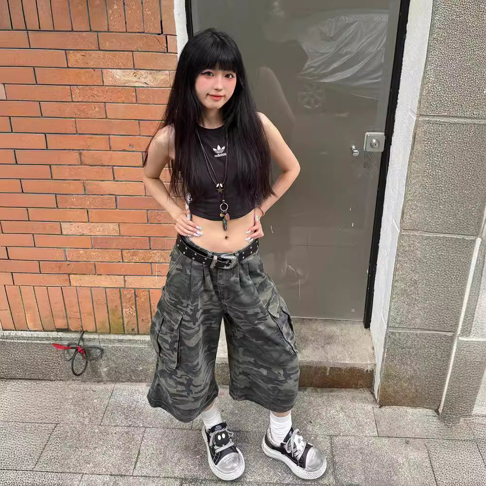 Women's Loose Straight Cropped Cargo Pants