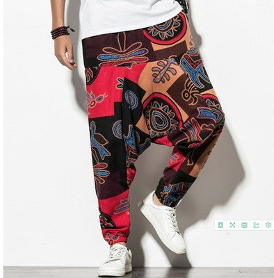 Men's Cotton And Linen Harem Lantern Pants
