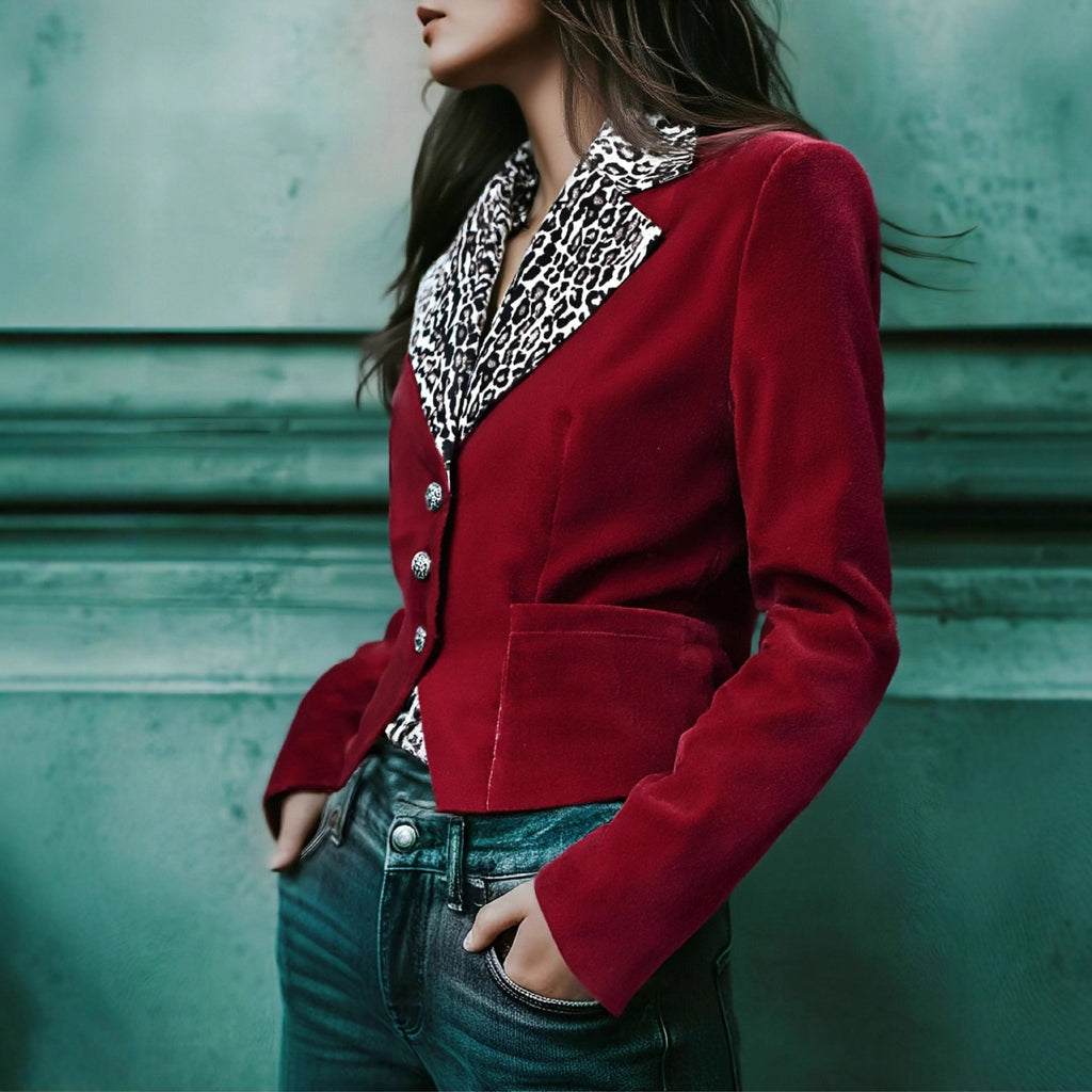 Womens Leopard-print Cropped Jacket