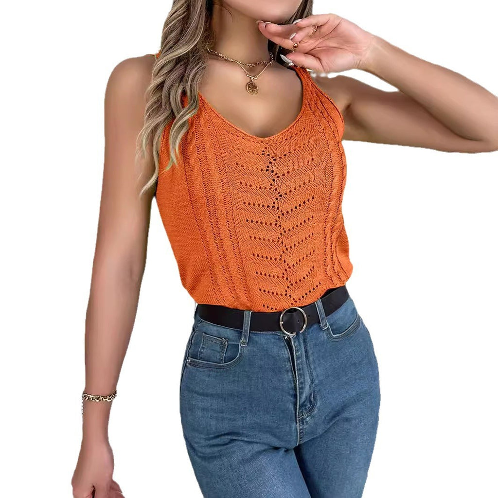 Women's Knitted V-neck Top