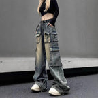 Women's Multi-pocket Loose Washed Distressed Pants