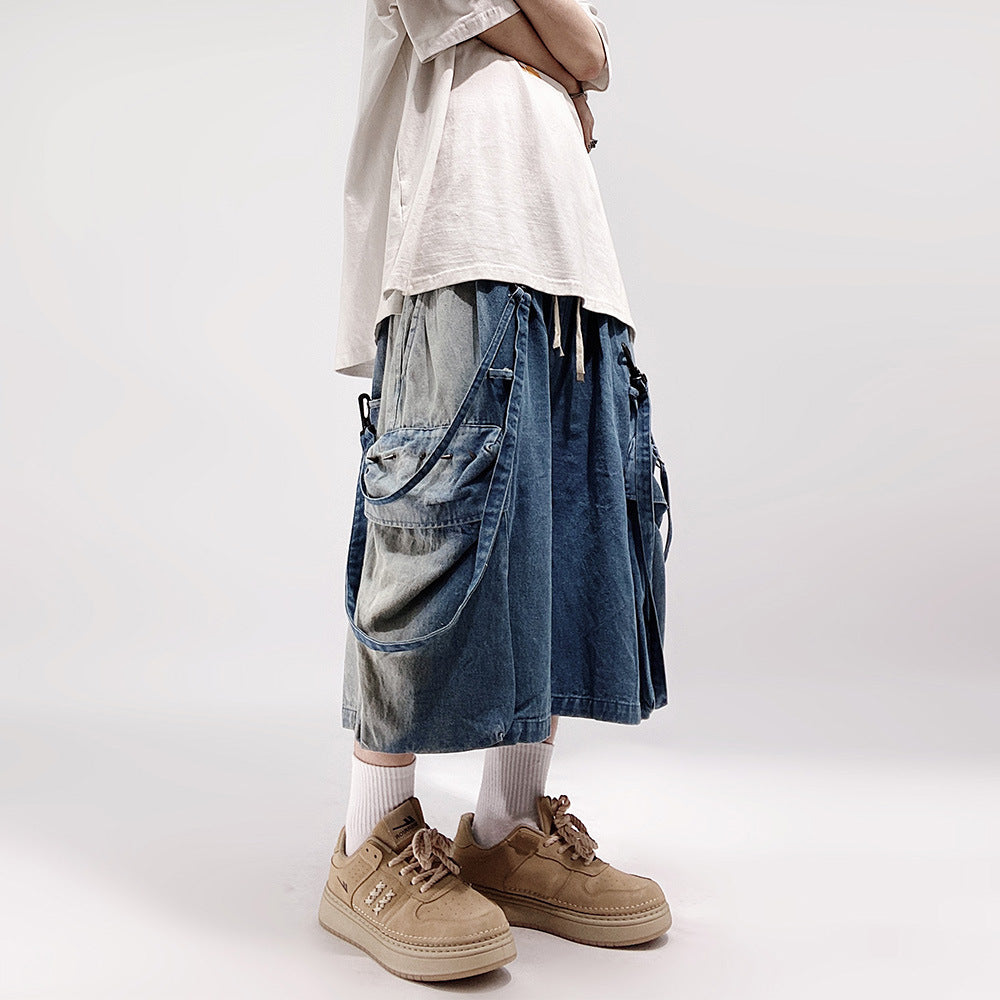 Men's Loose Cargo Denim Shorts