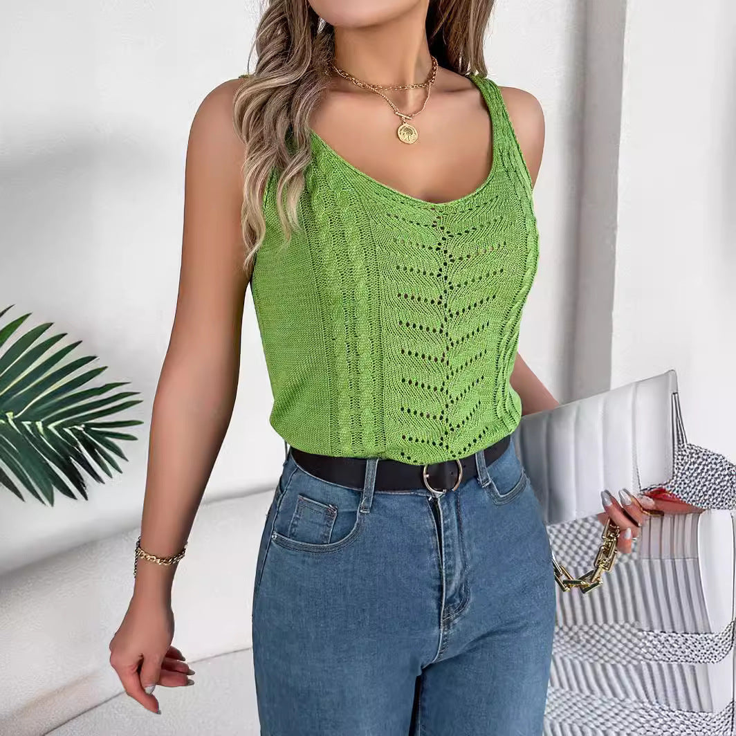 Women's Knitted V-neck Top