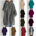 Women's Zipped Fuzzy Elongated Hoodie