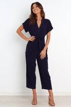 Women's V-neck Cropped Wide-Leg Jumpsuit