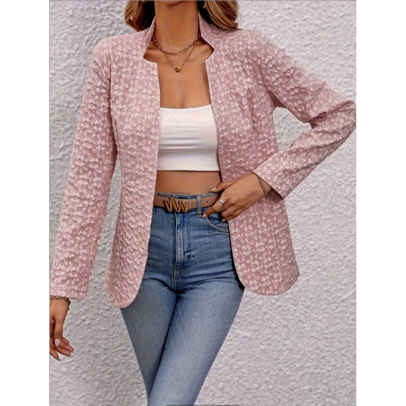 Women's Embossed Floral Pink Jacket