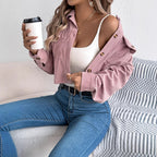 Women's Long Sleeve Corduroy Short Jacket