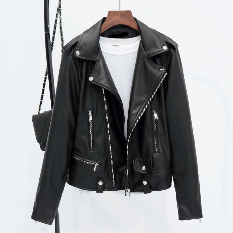Women's Short Korean-Style Slim-Fit Black Jacket