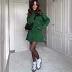 Women's 2 Piece Knitted Sweater And Short Skirt Set